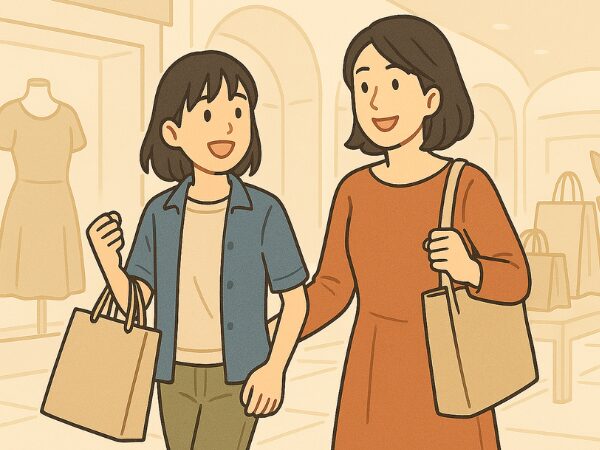 母親とショッピングを楽しむ中学生の娘