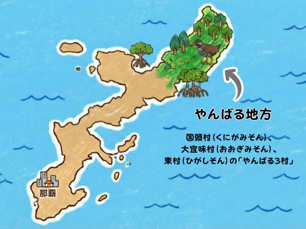 やんばる地方の簡易地図