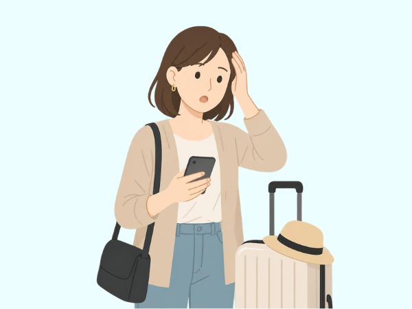 ホテルへの連絡を忘れていた様子の女性