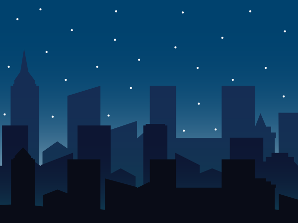 真夜中の街並みイラスト